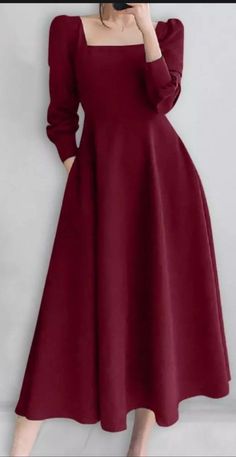 Red Dresses Modest, Modest Red Dresses, Simple Gown Designs Casual Western, Cute Simple Dresses Classy, Simple Red Dress Casual, Simple Dress Formal Classy, Red Dresses Aesthetic, Simple Gown Designs Classy, Red Gown Aesthetic