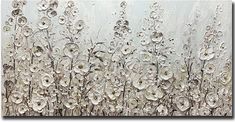 an abstract painting with water drops on the glass and white flowers in the foreground