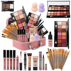 PRICES MAY VARY. 【All In One Makeup Set】 1 x Makeup storage bag, 2x14 Color Eyeshadow Palette，5 x Lip Gloss，3 x Foundation （Different styles），1 x Mascara，1 x Eyebrow Pencil，1 x Eyeliner，1 x Contour Stick，1 x Eyebrow powder, 2 x Powder Puff, 20 x Makeup Brushes 【Quality】Professional matte eyeshadow palette super soft and highly pigmented,waterproof,excellent ductility,strong adhesion.It can long last for all day long. 【LONG LASTING】 Our cosmetics lasting color effect can be used for a long time. Make Up Kit Professional, Makeup Palette Collection, Contouring Stick, All In One Makeup, Selena Pictures, Amazon Website, Eyebrow Powder, Matte Eyeshadow Palette, Makeup Storage Bag