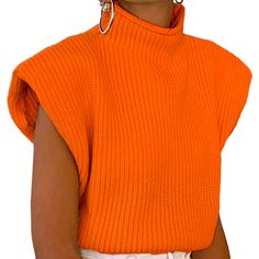 New Without Tags Women's Sleeveless Turtleneck Knitted Orange Sweater In Size Small. Smoke-Free, Pet-Free Home. Casual Sleeveless Winter Top, Winter Orange Sleeveless Vest, Sleeveless Knit Top For Fall, Orange Sleeveless Winter Vest, Casual Orange Sleeveless Sweater Vest, Sleeveless Stretch Sweater For Winter, Casual Turtleneck Vest For Spring, Orange Sleeveless Top For Winter, Spring Turtleneck Vest