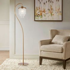 a living room scene with focus on the floor lamp