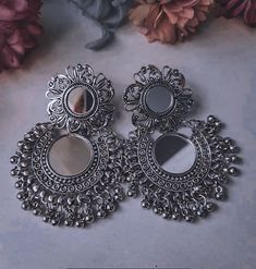 Beautiful Earrings Indian, Indian Jhumka Aesthetic, Earrings Aesthetic Indian, Fancy Earrings Classy, Fancy Earrings Fashion, Stylish Earrings Unique, Indian Earrings Aesthetic, Oxide Earrings, Oxidised Jewellery Earrings