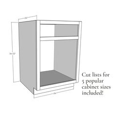 the measurements for an open cabinet