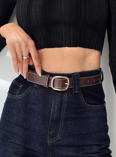 Belt Faux leather material, contrast stitching, gold-toned buckle Princess Polly Lower Impact 100% reclaimed PU Length S/M adjusts from: 63cm - 79cm / 24.8in - 31.1in Belts Aesthetic, Belt Outfit, Adventure Accessories, Festival Belt, Travel Chic, Travel Belt, Earthy Brown, Belt Brown, Online Shop Accessories