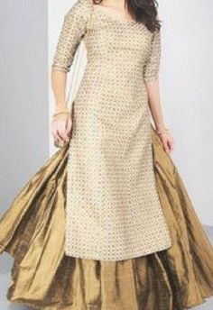 Lehenga Kurta, Kurta Designs For Women, Golden Lehenga, Kurta Lehenga, Indian Outfits Lehenga, Lehnga Dress, Salwar Designs, Gaun Fashion, Long Kurti Designs