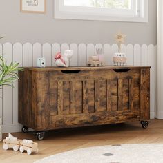 Measuring 39.4¡±L x 15.7¡±W x 19.7¡±H, this storage trunk with wheels provides ample space beneath the seat to conveniently store a variety of home essentials such as blankets, pillows, cushions, toys, clothes, books, tools, and more. Effortlessly tackle clutter and achieve a tidy living space with this versatile storage chest, enhancing comfort and organization in your home. Entryway Bench With Storage, Wooden Storage Bench, Storage For Living Room, Chest Storage, Living Room Brown, Entryway Bench Storage, Room Brown, Storage Trunk, Material Bed