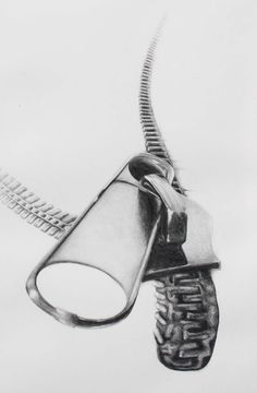 a pencil drawing of a metal object