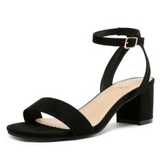 Dream Pairs Women's Open Toe Ankle Strap Low Block Chunky Heels Sandals Party Dress Pumps Shoes CARNIVAL-W Color BLACK-SUEDE, Size 8.5W.With many different colors to choose from the low heel shoe comes with a 2.5-inch chunky heel as well as an adjustable buckled ankle strap. Gender: female.  Age Group: adult. Low Heels Sandals Classy, Prom Shoes Low Heeled Black, Prom Heels Low, Spring Ankle Strap Block Heels For Night Out, Suede Sandals With Block Heel For Night Out, Suede Block Heel Sandals For Night Out, Suede Wrapped Heel Block Heels For Party, Suede Block Heels With Wrapped Heel For Party, Party Suede Block Heels With Wrapped Heel