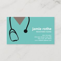 a doctors business card with a stethoscope on the front and bottom corner