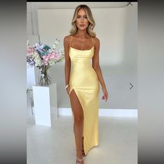 Brand New Dress With Tags Yellow Prom Dresses Tight, Prom Dress Inspo, Look Formal, Prom Dresses Yellow, Prom 2024, Prom Inspo, Maxi Dress Sale, Prom Dress Inspiration, Cute Prom Dresses