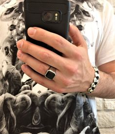 Black Onyx Ring Men, Man Rings, Onyx Ring Men, Mens Ring Designs, Ring Boy, Black Boyfriend, Mens Gemstone Rings, Groom And Groomsmen Attire, Mens Rings Fashion