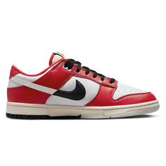 Elevate Your Sneaker Game With These Nike Dunk Low Retro Prm University Red/Black Chicago Split Men's Sneakers. With A Lace-Up Closure And Standard Shoe Width, These Sneakers Are Perfect For Any Occasion, Whether It Be Activewear Or Casual Wear. The Synthetic Upper Material And Foam Insole Material Provide Comfort And Durability, Making Them Suitable For School, Skateboarding, Basketball, And Running & Jogging. The Colorful Colorblock Pattern And Low-Top Shoe Shaft Style Add A Touch Of Style To Campus Adidas, Nike Brand, Nike Dunk High, Adidas Campus, Mens Lifestyle, Nike Shox, Red Sneakers, Nike Air Max Plus, Jordan 5