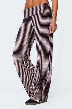 Lilah Striped Fold Over Pants – edikted Fold Over Pants, Waistband Pants, Clothing Board, Swimwear Dress, Pattern Matching, Flare Leggings, Pants Wide Leg, Fold Over, S Models