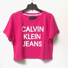 Brand New, Never Worn With Original Tag! Color: 8ee Beetroot Trendy Fitted Calvin Klein Tops, Fitted Trendy Calvin Klein Tops, Fitted Short Sleeve Calvin Klein T-shirt, Calvin Klein Stretch Crew Neck Top, Calvin Klein Stretch Cotton Tops, Stretch Cotton Calvin Klein Tops, Fitted Calvin Klein Athleisure Tops, Spring Calvin Klein Logo Print T-shirt, Spring Calvin Klein T-shirt With Logo Print