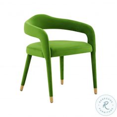 a green chair with wooden legs on a white background