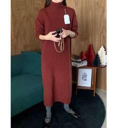 Wholegarment - Seamless sweater dress ▶ Color ◀ Beige Blue Brick red ▶ Size ◀ One size(Free) ▶ Fabric ◀ Extra fine wool 100 ▶Size Spec(As flat measured not Circular.)◀ Total Length : 120cm(from neck edge) Chest : 62cm(Around 124cm as circular) Shoulder : 58cm Sleeve length : 45cm -------------------------------------------- ▶ SHIPPING Information ◀ Delivery usually takes 10~15 business days. (Korea Post EMS) Even it is express shipping, recently it is not easy to get air space flexibly. Please, Cozy Long Sleeve Winter Dresses, Winter Knitted Sweater Dress, Knitted Long Sleeve Winter Dress, Long Sleeve Knitted Dresses For Fall, Knitted Long Sleeve Dress For Fall, Casual Turtleneck Winter Dress, Chic High Neck Sweater Dress For Winter, Crew Neck Sweater Dress For Winter, Long Winter Sweater Dress