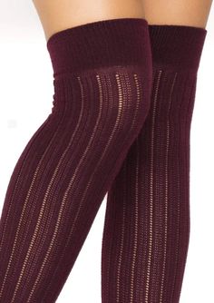 Flaunt your lines in the Burgundy Rib Knit Over the Knee Socks! These charming stockings feature a lovely knit pattern that's sweet and sultry. Pair it with your favorite piece of sexy lingerie or as part of a dark academia look for a killer look! Package includes: Pair High quality hosiery fabric for long lasting wear Gorgeous knit pattern Ultra soft woven pattern Perfect fit technology The perfect hosiery alternative to womens pantyhose and tights Hand wash cold, Do not bleach, Drip dry Dark Academia Look, Academia Look, Pride Shoes, Princess Bridal Gown, Retro Pants, Most Beautiful Wedding Dresses, Lace Trim Shorts, Leg Avenue, Over The Knee Socks