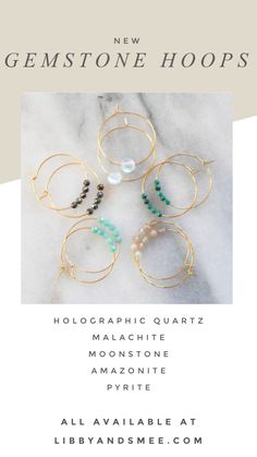 Whether you chose malachite hoops, moonstone hoops, pyrite hoops, amazonite hoops or holographic quartz hoops, you'll love the way these small gold earrings compliment your minimalist style. Gemstone earrings are a nice way to get a luxurious look for a great price. About the size of a quarter, these tiny earrings feel weightless, just right for everyday wear. #beadedhoops  #amazoniteearrings #pyriteearrings #moonstonehoops #auroraborealisearrings #holographicquartzearrings #malachiteearrings Stackable Hoop Jewelry As A Gift, Stackable Hoop Jewelry For Gifts, Adjustable Stackable Hoop Earrings For Everyday, Stackable Small Hoop Jewelry Gift, Adjustable Stackable Earrings For Everyday, Everyday Adjustable Stackable Earrings, Adjustable Gemstone Hoop Jewelry, Hoop Earrings With Round Natural Stones For Gift, Everyday Nickel-free Jewelry With Round Beads