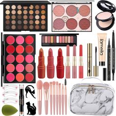 PRICES MAY VARY. 🎁【All In One Makeup Set】This makeup set for girls contains: Lipstick,Lip Gloss,Lipstick Palette,Powder Case,Liquid Foundation, Blush Palette,Eyeshadow Palette,Mascara,Brow Pencil,Eyeliner, Contour Pen,Brow Sticker,Powder Puff,Makeup Brush Set,Cosmetic bag 🎁【Complete cosmetics】This makeup set for women contains a complete range of cosmetics, which can easily create a variety of makeup looks, suitable for different occasions. The provided cosmetic bag can easily store these cosm All In One Makeup, Eyeliner Stickers, Makeup Sets, Lipstick Palette, Casual Makeup, Full Makeup, Lip Gloss Colors, Makeup Gift Sets, Cosmetic Sets