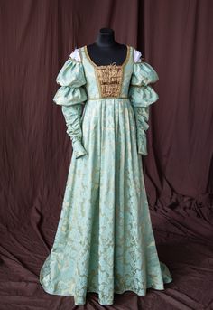 Renaissance Dress, Ever After Movie Dress, Cinderella Gown, Renaissance Fair Costume - Etsy Green Formal Dress With Historical Design, Formal Green Dress With Historical Design, Historical Floor-length Gown For Costume Party, Historical Floor-length Dresses For Fancy Dress, Floor-length Costume Dress With Historical Design, Floor-length Dress With Historical Design For Costume, Historical Design Floor-length Fancy Dress, Historical Ball Gown Dresses For Theater, Historical Ball Gown For Theater