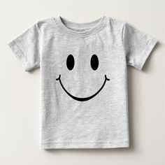 Infant T-shirt with happy face. Choose your own shirt style and color, available for women, men and kids. Happy Face Emoticon, 12 Photo Collage, Top Baby Products, Baby T Shirt, Consumer Products, Happy Face, Basic Colors, Baby Tshirts, Holiday Card