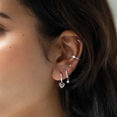 Sterling Silver Marquise crystal eternity ear cuff perfect for your ear stack.| Lead and Nickel free. Sold as a SINGLE earring, purchase 2 for a pair .925 Sterling Silver White Zirconia Gemstone Width 2.5mm(0.10in) Inside Diameter 9mm(0.35in) Adjustable sizing #J595-S 2 And 3 Ear Piercing, Silver Ear Piercing Stack, Piercings Ear Silver, Ear Stack Silver, Earring Stacks Silver, Ear Piercing Ideas Silver, Silver Ear Piercings, Silver Ear Stack, Ear Piercings Silver