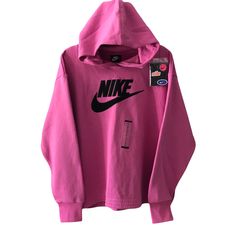 Nike Sportswear Icon Clash Fleece Hoodie Women’s Size Plus 1X Pink CT0616-691 NWT Easygoing, relaxed fit  Ribbed cuffs and hem streamline the look Product Features Soft, cozy brushed-back fleece keeps you comfy all day long Comes with bright and fun removable patches for a DIY look Patches feature hook-and-loop attachment 80% cotton, 20% polyester Machine wash The Nike Sportswear Icon Clash Hoodie is imported. Customize your look in the Women's Nike Sportswear Icon Clash Hoodie. A classic hoodie Sporty Oversized Pink Hoodie, Pink Oversized Sporty Hoodie, Oversized Pink Sporty Hoodie, Athleisure Logo Print Sweatshirt For Spring, Spring Athleisure Sweatshirt With Logo Print, Pink Sporty Sweats With Drawstring Hood, Sporty Cozy Fit Sweats, Relaxed Fit Athleisure Hoodie With Logo Print, Winter Sportswear Sweats