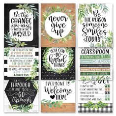 four different printable cards with the words be the change you want to see