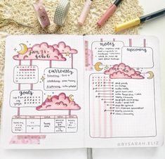 Cloud Theme, School Organization Notes, Bullet Journal Notebook, Bullet Journal Design Ideas, Cloud Drawing, Gloomy Day, Planning Your Day, I Pick