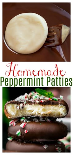 homemade peppermint patties with chocolate and candy