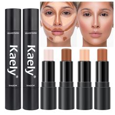 PRICES MAY VARY. 💝【2 in 1 Cream Contour Stick Makeup】 -Countour highlight stick has a silky, lightweight, buttery smooth formula that blends seamlessly onto your skin! Cream Bronzer Stick - Incredibly creamy and soft texture combines the features of a powder and butter bronzer; that smooth skin texture brightens skin tone and delivers a gorgeous bronze finish.The makeup contour and makeup highlighter create the illusion of a sculpted, defined face in no time. 💝【Brightens & Shades】4 Colors Stic Cream Contour Stick, Cream Contour Palette, Liquid Contour, Butter Bronzer, Color Contour, Smooth Skin Texture, Concealer Stick, Contour Stick, Cream Contour