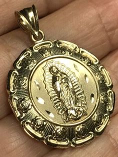 GoLD Jesus virgin Mary Guadalupe Pendant 10k Yellow 2 Side necklace 3D 1.40” | eBay Virgin Mary Necklace Gold, Virgencita Necklace, Mary Guadalupe, Gold Quince, 3d Pendant, Belly Tattoos, Catholic Necklace, Virgin Mary Necklace, Mexican Jewelry