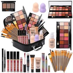 PRICES MAY VARY. 【All In One Makeup Kit】Perfect starter makeup kit, All women's essentials in one Cosmetic Bag and a great gift for any occasion 【Best For Beginners and Professionals】Perfect for makeup beginners or professionals of all ages. It contains a wide variety of styles and shades, allowing you to mix and match different make-up styles and to create exquisite makeup look. 【Widely Use】:Various colors suit your option.Can be used on top lip, face, legs and body! Soft and Smooth, Super crea Make Up Kit Professional, Makeup Palette Collection, Contouring Stick, All In One Makeup, Selena Pictures, Amazon Website, Eyebrow Powder, Matte Eyeshadow Palette, Makeup Storage Bag