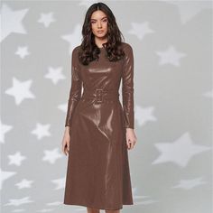 Party Dresses Costume Africain, Leather Dress Women, Office Dresses For Women, Faux Leather Dress, Club Wear, Slim Fit Dresses, Style Office, Dress Silhouette, Dresses Women