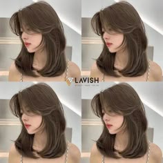 Layer Haircut For Round Faces, Korean Hairstyle Medium Round Faces, Korean Hair For Round Face, Aesthetic Haircut For Round Face, Korean Hairstyle Short Shoulder Length, Korean Hairstyle Medium Shoulder Length Layered Hair, Shoulder Length Korean Haircut, Korean Layered Haircut Short, Medium Haircut Korean Round Faces