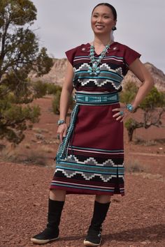 Rug Dress Pendelton Dress, Native American Outfit Women, Navajo Rug Dress, Runes Tattoos, Mountain Warrior, Navajo Fashion, Navajo Clothing, Native American Style Outfits, Navajo Dress