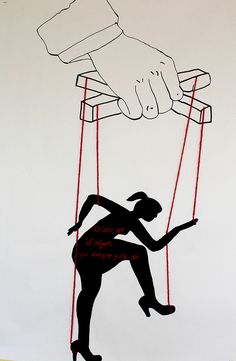 a drawing of a person on a swing being held by a hand over the top