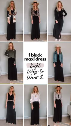 Black Maxi Dress Outfit, Fashion Capsule Wardrobe, Maxi Dress Outfit, Black Dress Outfits, Fashion Capsule, Fashion Hacks Clothes, Long Black Dress, Teacher Outfits, Black Midi