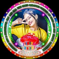 a woman holding her hand up to her face with a birthday cake in front of her