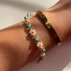 ✨ Introducing our Blue & Gold Bracelet! ✨ Elevate your style with a delightful combination of pink, white, and gold-filled beads. Embrace your uniqueness and make a fashion statement with this dainty accessory! These bracelets are 𝟏𝟔.𝟓 𝐜𝐦 (with the clasp) and include a 𝟑 𝐜𝐦 stainless steel extension chain.  If you need a different size, please message me via 𝐄𝐓𝐒𝐘! :) Pro jewelry care tip: Avoid direct contact with water, creams alcohol, and other substances. Our jewelry is durable if