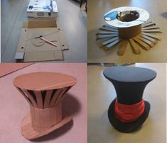 several different types of furniture being made with wood and plywood, including an end table