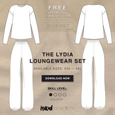 🎤 And just like that the Lydia Loungewear Set FREE sewing pattern becomes a #MoodSewciety favorite!  Featuring an oversized, crewneck sweatshirt paired with jogger sweats, Mood’s new athleisure ensemble is designed for ease and everyday comfort. Dress it up or down, while feeling proud! #IMadeThisMyself  Download now to start sewing yours! 🪡🧵  #MoodLydiaPattern #FreeSewingPattern #PDFPattern #Athleisure #MadeWithMood #SewingPatterns #ComfyOutfit #ILoveSewing #BeginnerSewingPattern Free Pajama Set Pattern, Athleisure Sewing Patterns, Free Sweater Sewing Pattern, Free Sweatshirt Sewing Pattern, Activewear Sewing Patterns, Lounge Wear Sewing Patterns, Diy Lounge Wear, Free Sewing Patterns For Women