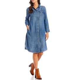 Dresses With Cowboy Boots, Daytime Dresses, Dillard's, Apparel Design, Xl Dress, Modern Woman, Chambray, Fit And Flare, Clothing Accessories