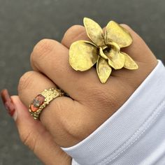 Orchid Statement Ring, Silver or Gold Flower Jewelry, Nature Inspired, Orchid Blossom Ring - Etsy Colorful Gold Earrings, Vintage Flower Jewelry, Handmade Gold Flower Ring, Nature-inspired, Handmade Gold Flower Ring Nature-inspired, Gold Flower Ring Nature-inspired, Flower Ring With Open Ring Shape For Gifting, Unique Gold Flower Ring Gift, Gold Nature-inspired Flower Ring, Unique Gold Flower Ring As Gift