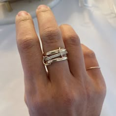 Pinky Ring Stack, Mixed Gold Rings, Etsy Rings, Silver Eternity Ring, Interlocking Ring, Modern Gold Jewelry, Thick Ring, Buying Gold, Ringe Gold