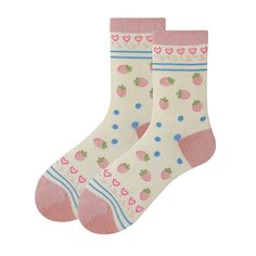 kawaii strawberry socks boogzel apparel Soft Strawberry Aesthetic, Cute Socks Aesthetic, Y2k Socks, Pastel Aesthetic Outfit, Strawberry Socks, Socks Y2k, Gothic Harajuku Fashion, Aesthetic Socks, Kawaii Strawberry