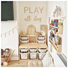 there is a play room with toys in it