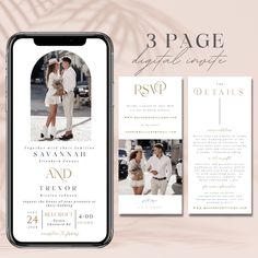 the wedding brochure is displayed on an iphone screen and in front of it