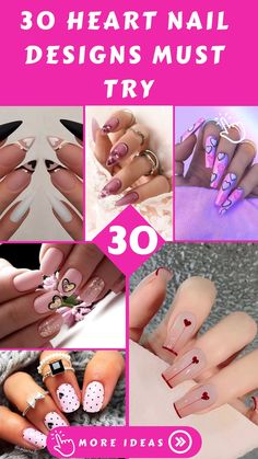 Hearts symbolize love and are a delightful addition to nail art. You don't need to be a hopeless romantic to appreciate heart-themed manicures. There are White Coffin Nails, Heart Nail Designs, Heart Nail Art, Nail Designs Valentines, Heart Nail, Heart Themed, Almond Nail, Heart Symbol, Birthday Nails