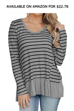 Ezcosplay Women Long Sleeve Color Block Crew Neck Stripe Splice Top Shirt Blouse ◆ AVAILABLE ON AMAZON FOR: $22.78 ◆ Ezcosplay Women Long Sleeve Color Block Crew Neck Stripe Splice Top Shirt BlouseSize Reference :Label M(Match US S): ---- Bust 92CM/36.2";Label L(Match US M): ---- Bust 98CM/38.5";Label XL(Match US L):----Bust 104CM/40.9";Label 2XL(Match US XL):----Bust 110CM/43.2";GUARANTEE:We endeavors 100% customer satisfaction service and experience.If you receive damaged or wrong items, pleas Cheap T Shirts